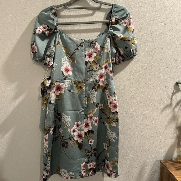 If By Sea Anthropologie Small Teal Floral Midi Dress Faux Wrap Wedding Cocktail - Picture 2 of 8